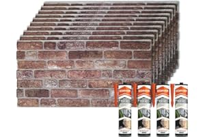 IZODEKOR Rivestimento 3D Effetto Pietra - Pannelli Polistirolo per Cucina, Bagno, Balcone, Soggiorno, Terrazza | Old Castle (10 x Pannelli e 4 x Sigillanti Adesivi inclusi)