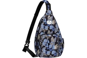 HUA ANGEL Stylish Chest Bag Crossbody Bag Lightweight Floral Pattern Backpack Women's Waterproof Small Sling Bag Chest Bag Shoulder Bag Women's with Bottle Compartment for Travel Sporty Hiking