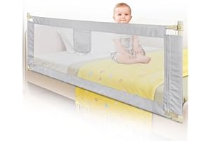 MAYMA Barrière de lit pour Enfant,Barrière de Securite de Lit Adulte,Clôture de Jeu Portable pour Enfants,Barriere de Lit Amovible,Réglable en Hauteur,en Maille Respisante