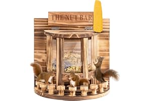 KISKVV Karmnik dla Wiewiórek z Drewna Sosnowego - Platforma do Siedzenia, Domek Odporny na Warunki Atmosferyczne, Solidna Struktura, Nie Wymaga Montażu