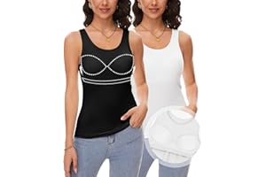 ANYFITTING Débardeurs pour Femmes avec Soutien-Gorge Intégré Débardeur de Yoga sans Manches à Col Rond Haut de Soutien-Gorge Rembourrées de Base d'été S-3XL