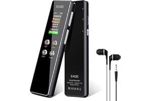 64GB Digital Voice Recorder, ZAQE Activated Recorder Voice Recorder with Playback Function USB Rechargeable Recorder Suitable for lectures, Meetings, interviews, Mini recorders, MP3