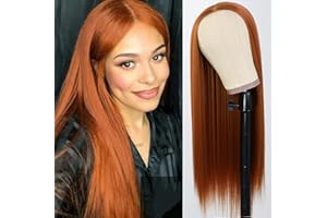 PORSMEER damskie kasztanowy długie proste włosy peruki z częścią środkową dla kobiet naturalne włosy odporne na ciepło syntetyczne peruki do cosplay codzienny 26 cali