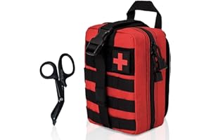 KrisVie Pochette EMT Médecine Tactique Sac étanche Molle de Premiers Secours, Trousse Kit de Premiers Soins Militaires pour Randonnée Camping Airsoft avec Un Ciseaux médical