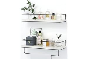 NUCAZA White Floating Shelves Wall Mounted Set of 2 With 18kg Weight Capacity, Hanging Wall shelves for Bedroom, Kitchen, Bathroom, Living Room, Home Office, Storage Organiser - Solid Wood Shelf