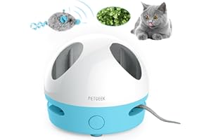 PETGEEK Interactive Cat Toy, Hide Mouse Cat Toy with Squeaky Mouse, Electronic Automatic Cat Toys with Catnip Filled Hidey Mouse, Best Gift For Birthday, Thanksgiving, Christmas, New Year