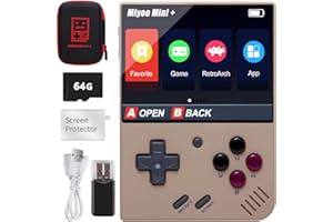 ASTARAMA Miyoo Mini Plus Handheld-Spielekonsole, 3,5-Zoll-Open-Source-Retro-Spielekonsole 8,9 cm mit 64G-TF-Karte, über 10000 integrierte, Klassische Spiele, unterstützt WLAN,Mit Aufbewahrungstasche