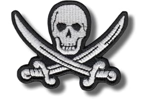 PATCH-SHOP Pirate Skull - Bestickter Aufnäher, patch 8x6 cm