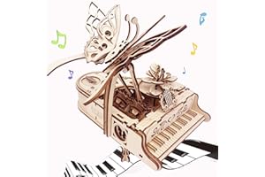 AURYEE Puzzle en bois 3D pour adultes – Boîte à musique de piano à faire soi-même – Kit de construction – Puzzle mécanique pour enfants de 14 ans et plus