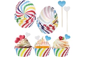 KOUHA Caissettes à Cupcakes 200 Pièces Caissette Muffins Papier Arc en Ciel Mini Caissette Cupcake pour Maison Four Anniversaire Fêtes