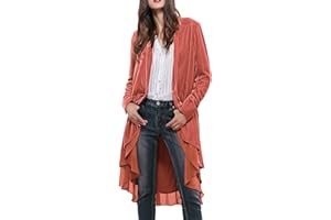 R.Vivimos Herbst Winter Damen Samt Rüschen Freizeitjacke Vintage Lang Mantel Langarm Kragenlos Schwalbenschwanz Blazer
