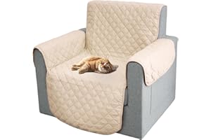 Comart - Copripoltrona Majestic - Copri Poltrona con Braccioli - Telo Trapuntato - Reversibile - Antigraffio - per Cani e Gatti - Lavabile in Lavatrice - Antiscivolo - Panna - Poltrona 1 Posto