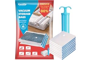 Conilly Vacuum Storage Bags,8 Pack (Large 80x60cm),Save 80% Space,Travel Clothes Storage Bags,Storage Bags Vacuum Sealed of Clothes, Pillows,Comforters,Blankets Storage whit Hand Pump