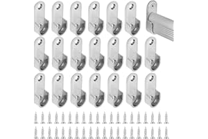 KRIZJUES Wardrobe Bracket, Oval Wardrobe Hanging Rail Rod Pole Socket, Wardrobe Pipe Bracket, Stainless Steel Rod Socket Flange Wall Mount Hanging Rail End Supports, for Closet Curtain 16mm(20Pcs)