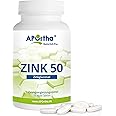 APOrtha® Zink Tabletten hochdosiert (190 Stück), 50 mg Zinkbisgluconat pro Tablette, Jahresvorrat mit 0,5 Tabletten am Tag, v