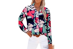 CZIMOO Blusa de Mujer Elegante Camisa con Cuello en V Tops de Trabajo de Invierno de Marga Larga
