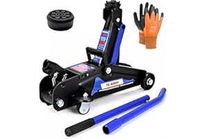 VERDA Wagenheber 2T, 130-330mm + Gummiauflage + Montagehandschuhe Profi Wohnmobil, Rangierwagenheber, Geländewagen, Werkstatt, Autoheber, PKW, Tief