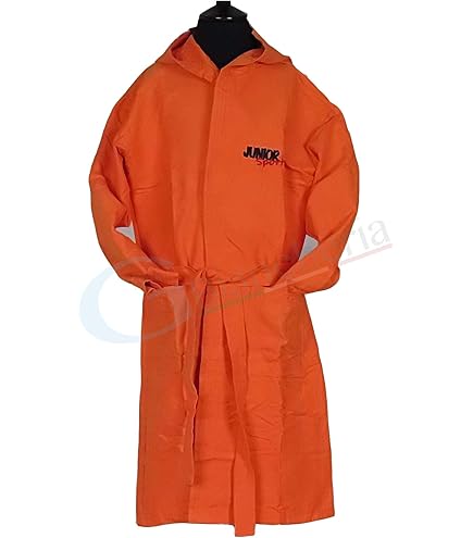 Accappatoio Bambino 4-6 Anni - Microfibra Anallergica, Con Cappuccio, Arancione, Per Piscina E Mare - Foto 10