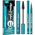 TERRIFI Waterproof Black Mascara Eyeliner Set, 2-in-1 Volume and Length Mascara with Fine Smudge-Proof Liquid Eyeliner, Long-Lasting Formula, No Clumping