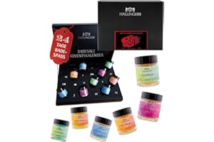 ‎HALLINGERS GENUSS MANUFAKTUR Hallingers Badesalz Adventskalender 2025 – 24 handgemachte Wellness-Badesalze – Luxus Geschenkidee für Frauen – Badezusatz, Entspannung & Pflege - Made in Germany