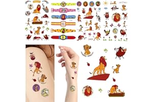 FRESHOER Der König der Löwen Kinder Temporäre Tattoos the Lion King Tattoo Stickers Set Party Favor Tattoo Aufkleber (4 Blätter)