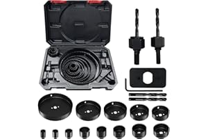 Greywolf Lochsägen-Set, 21-teilig, Holzbearbeitung, Lochsägen-Set, Universalgröße 19-152 mm, 13 Sägeblätter, 4 Bohrer, mit Tragetasche, Holzlochsäge für Sperrholz, Holz, Kunststoff, Trockenbau