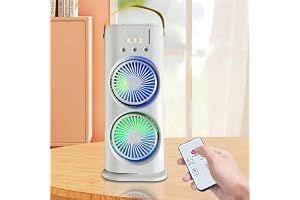 Techking 𝟐𝟎 𝐘𝐄𝐀𝐑𝐒 𝐖𝐀𝐑𝐑𝐀𝐍𝐓𝐘 2-in-1 LED Mist Spray Fan – Compact USB Rechargeable Fan with Dual Spray Nozzles, Color Lighting & Customizable Cooling for Travel, Home & Work