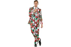 U LOOK UGLY TODAY Christmas Suit Party Mens Funny Xmas Jacket Costume, Novelty Christmas Suit Outfit-Regular Fit