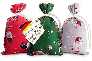 navango® Sacchetti Profumati - Set di 3 | Fragranza di Vaniglia e Cannella | Rosso Verde Grigio | Riempimento Pula di Farro | Fatti a Mano in Germania | OEKO-Tex | Bustine Profumate da Regalare