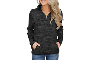 iWoo Damska bluza na co dzień, ze stójką, z długim rękawem, zamek błyskawiczny, sweter z kieszeniami