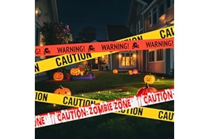 Ajuanbazha 5 Pcs Nastro di Avvertenza Halloween, Caution Tape Roll, Decorazioni di Halloween, Sicurezza Halloween Nastro di Avvertenza per Decor Pareti Giardino Porte Finestre Tavoli