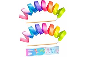 Cikyner Gymnastics Ribbon - 2 Pack Colourful Rhythmic Gymnastics Bands with Premium Beech Sticks | Rainbow Dance Ribbons for Kids, Girls Birthday Party & Easter Gifts | Perfect for Home, School Play