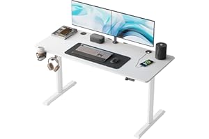 ‎FEZIBO FEZIBO Schreibtisch Höhenverstellbar Elektrisch, 140 x 60 cm Stehschreibtisch mit Memory-Steuerung und Anti-Kollisions Technologie, Weiß Rahmen/Weiß-1 Tischplatte