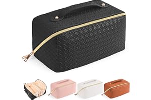 Yordawn Trousse de Toilette Femme Grande Trousse Rangement Maquillage Homme Sac Cosmétique Vanity Voyage Organisateur Maquillage Valise pour l’Avion pour Hommes et Femmes, Carré Noir