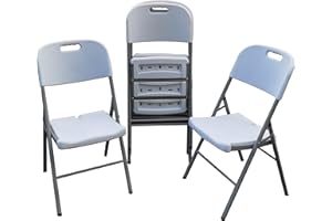 HA Furniture Set of 4 Folding Chair Sturdy Plastic Fold Up Saving Space for Dining Living Room Indoor & Outdoor Events Wedding Kitchen Garden BBQ Party Patio (4PCS Folding Chairs)