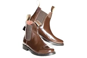 Equitack Adults Childs Jodhpurs Boots Horse Leather Riding Brown Adults UK 7