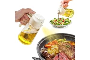 SWEET VIEW Oil Sprayer for Cooking, 470ml 2 In 1 Oil Dispenser and Oil Sprayer, Glass Oil Dispenser Pourer for Kitchen, Cooking, Salad, Barbecue (White)
