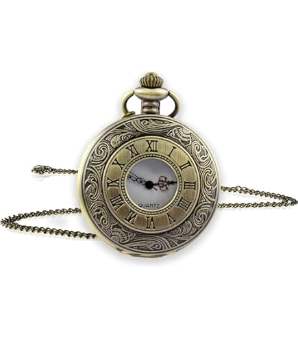 JewelryWe Montre Gousset Vintage Pendentif en Bronze avec