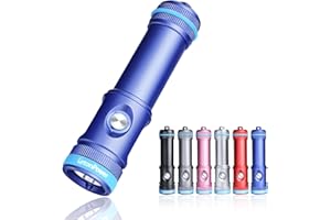LetonPower Tynny-13se torcia subacquea 2200 lumen, 6 modalità di Torcia led subacquea, torcia sub con batteria ricaricabile e ricarica Type-C per torcia subacquea professionale (Blu)