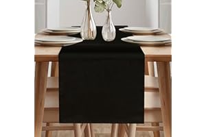 ARVOV Modern Frühling Tischläufer - Abwaschbar, Leinenoptik, Wasserabweisend für Esszimmer, Party & Urlaub Dekoration (Schwarz, 40 x 180 cm)