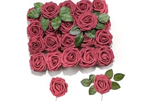 ‎PARTYWOO PartyWoo Künstliche Rosen, 20 Stück Kunstblumen, Künstliche Blumen, Deko Blumen, Schaumrosen, Kunstblumen Deko, Kunstblume für Geburtstagsdeko, Hochzeitsdeko, Party Deko (Weinrot), Mittel