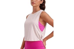 CRZ YOGA Donna Cotone Sportivo Crop Canotta Tank Top Shirt Senza Maniche Fitness Palestra