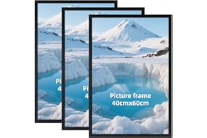 Vasemouh Marco 40x60, Marco de Fotos 40x60 de Pared, Ideal para Hogar y Oficina, Marco Negro de PVC, Juego de 3 Piezas