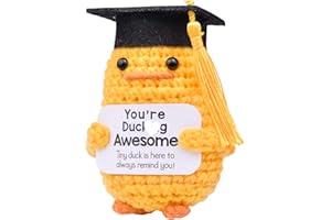 Mwmoeen Pocket Hug Positive Ente Doktorhut Studentenhut, Positive Duck Strickwolle Ente Bachelor Hut, Emotionale Unterstützung Enten Geschenke Absolvent Party-Dekoration Geschenke für Absolventen