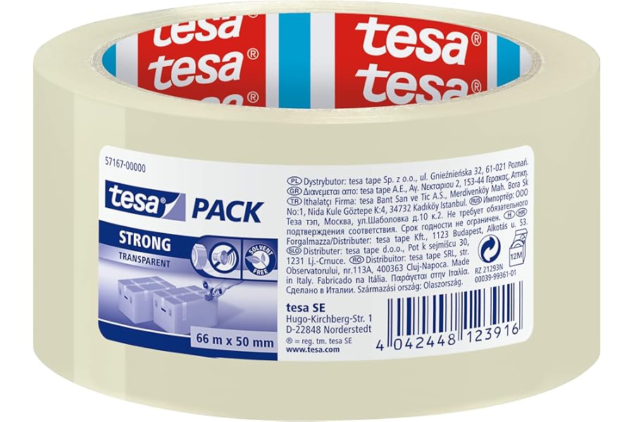 Tesa 57167-00000-05 - Cinta de embalaje tesapack fuerte (66 m x 50 mm) Transparente
