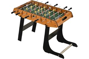 HOMCOM Futbolín Plegable, Juego de Mesa de Fútbol con 22 Jugadores y 2 Contadores, Futbolín para Niños y Adultos, 98x42x62,5 cm, Negro y Natural