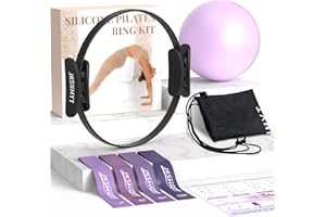 JKSHMYT Pilates Ring -14.5" Home Pilates Essential Kit with Padded Handles, Mini Ball, Resistance Bands, Guide & Bag, Better Me Pilates Circle Set for Women