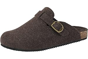 DOKELA Zuecos y Mules para Hombre Mujer Invierno Pantuflas de Fieltro Piel Cómodos Corcho Cerradas Zapatillas de Jardín de Estar Interior Exterior
