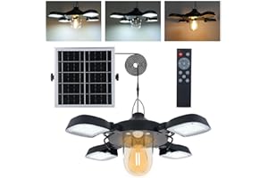 CaalLogt Solar Powered Pendant Lamp 192LEDs Solar Outdoor Shed Light Motion Sensor 5 Lighting Modes Indoor Work Light 4-Panel Hanging Lamp Waterproof Light for Gazebo Garage Shop Barn Home House