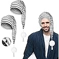 Eurzom 2 Pcs Men's Night Cap Striped Pajama Hat Adjustable Sleeping Caps with Pom Ball for Party Supplies